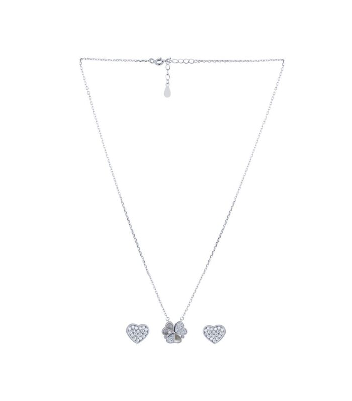 MOP Openable Heart CZ Pendant Set