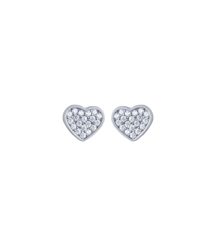 Tiny Heart CZ Stone Earrings