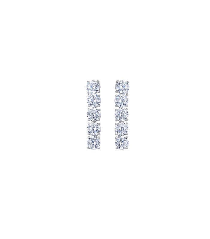 Round Brilliant Cubic Zirconia Studded Dangler Earrings