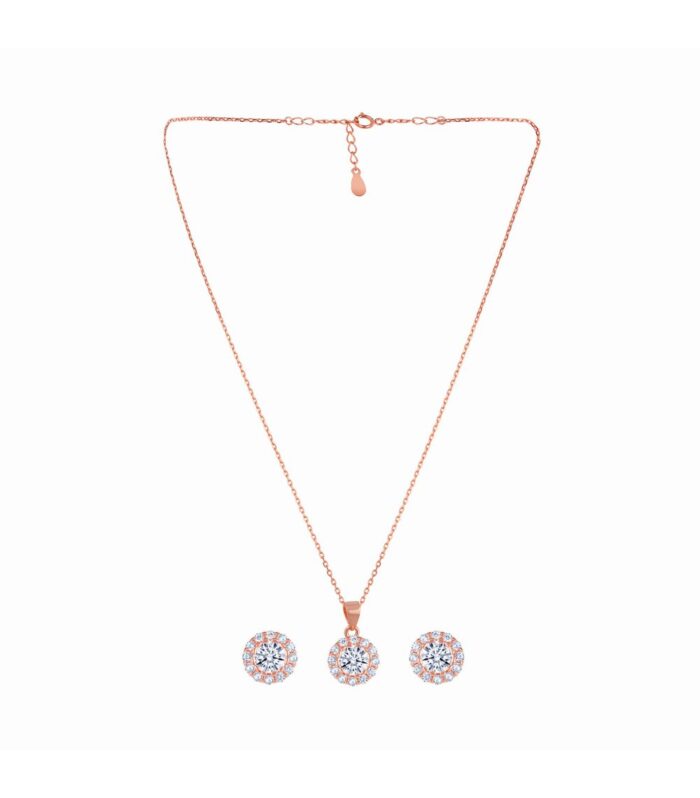 Dazzling Round Solitare Pendant Set