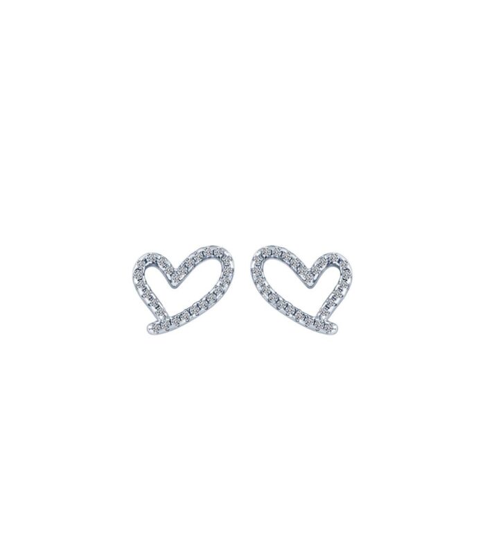 Tiny Heart CZ Stone Studded Sterling Silver Earring