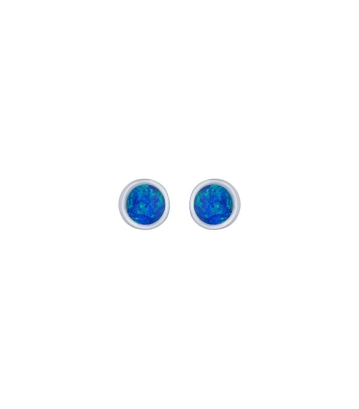 Opal Sterling Silver Round Brilliant Cubic Zirconia Stud Tops