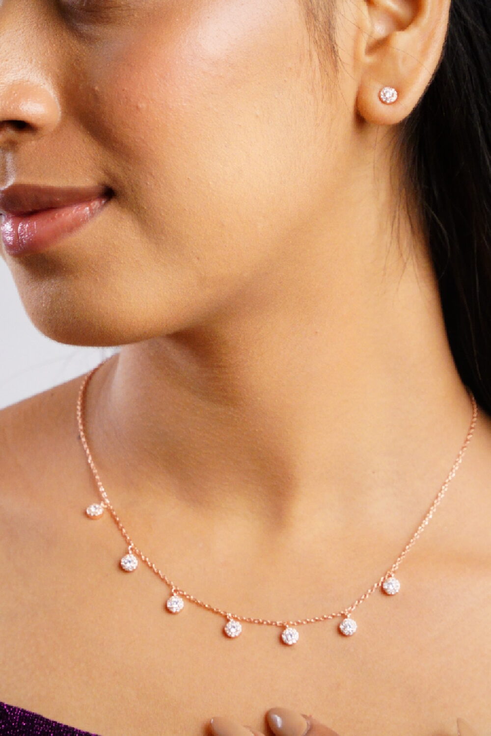 Rose Gold Round Charms Necklace Set - Image 2