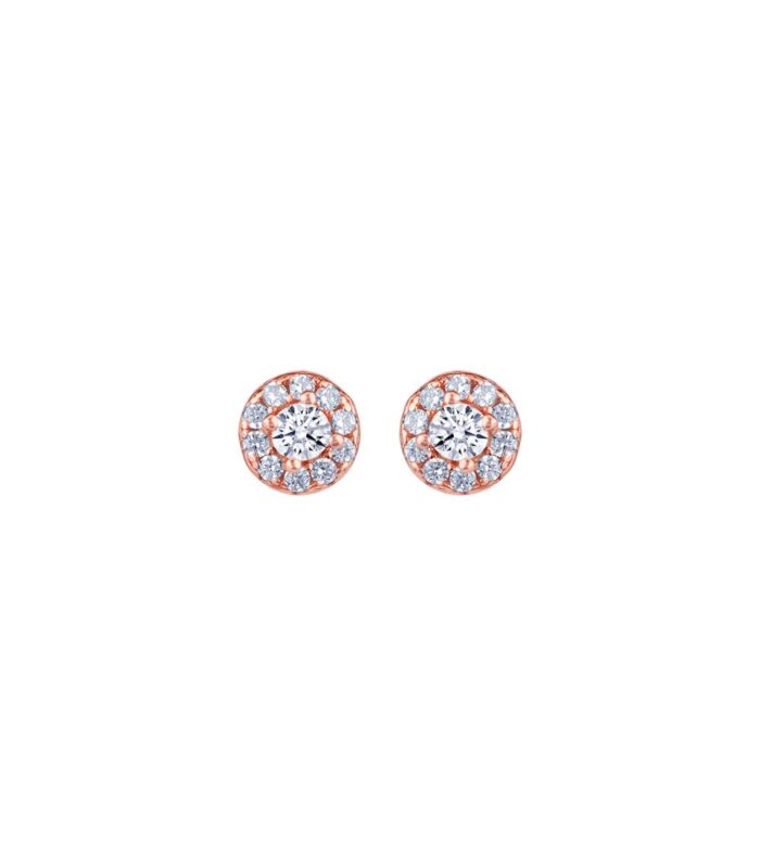 Rose Gold Round Charms Cubic Zirconia Earrings