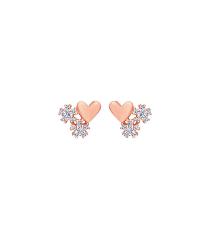 Floral Heart Rose Gold Earrings