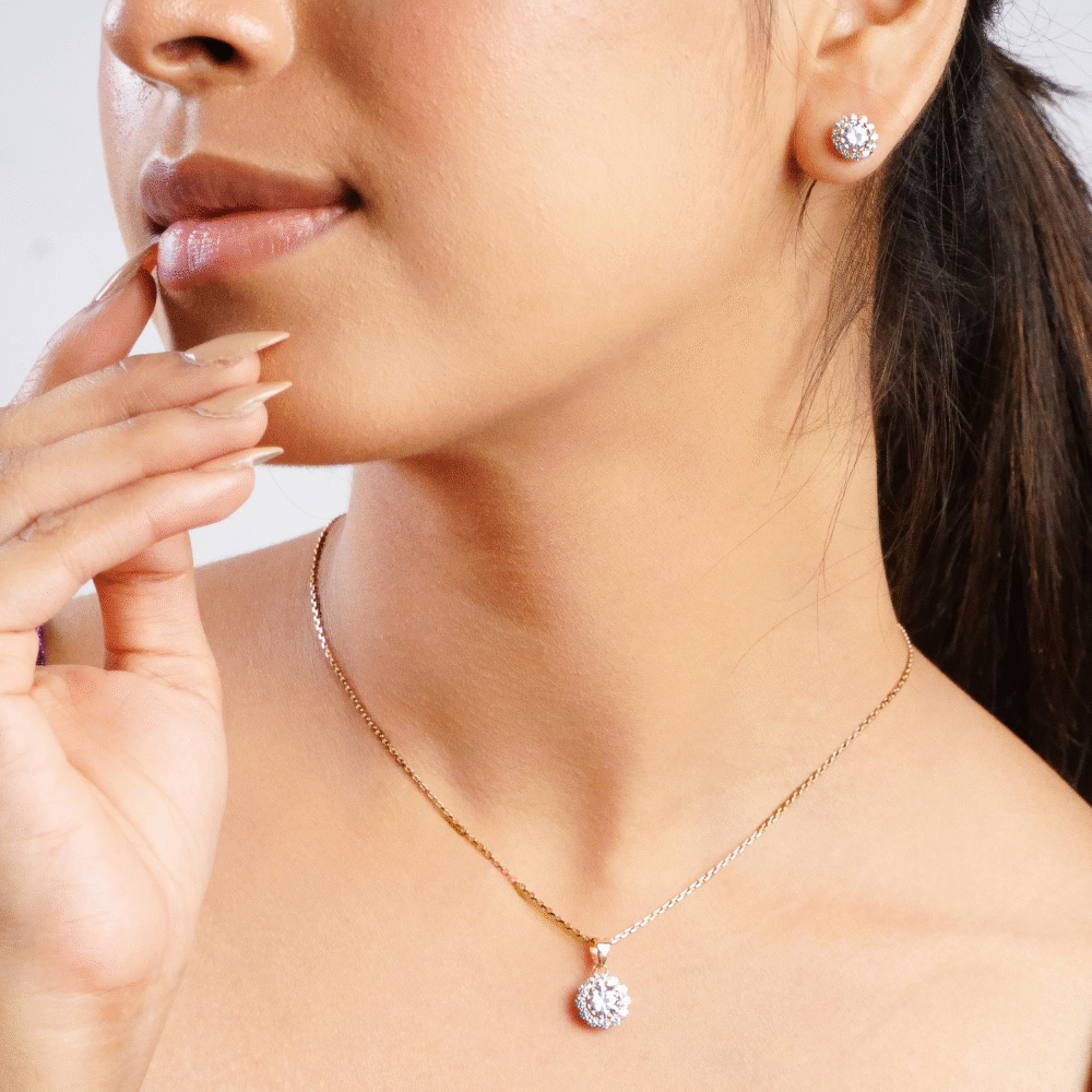 Dazzling Round Solitare Pendant Set - Image 3